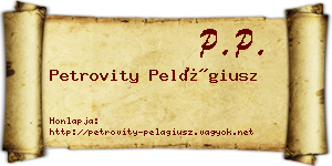 Petrovity Pelágiusz névjegykártya